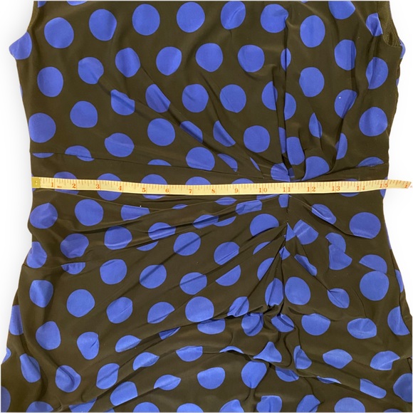 NWOT Precise Petite Jersey Sleeveless Blue Black Polka Dot Pencil Dress Size 10 - Picture 7 of 15